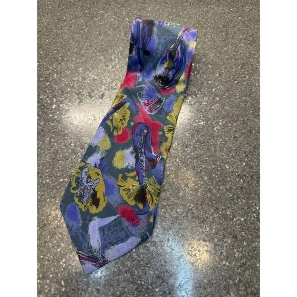 VTG‎ Brandini 100% Silk Tie Made In Italy Purple Instruments